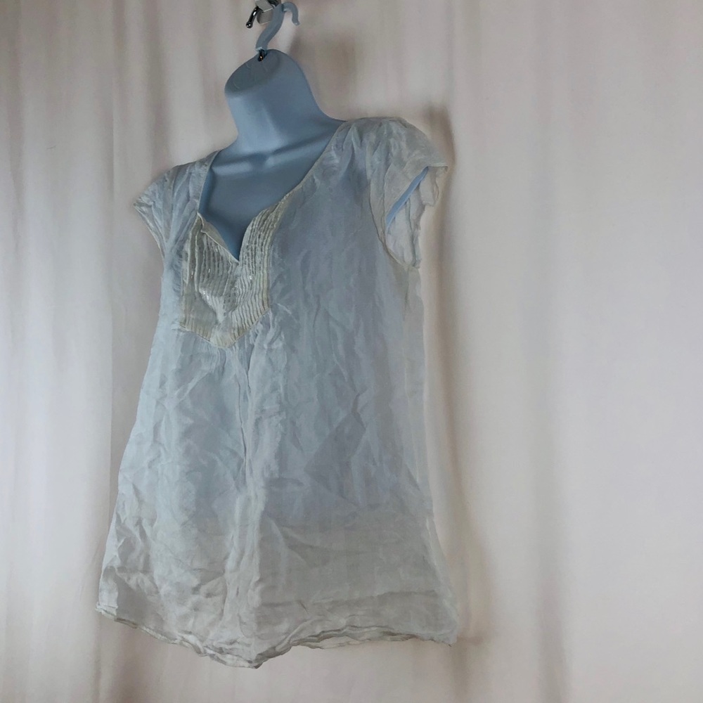 Calvin Klein Y-neck pleated embellished top S - Picture 12 of 16